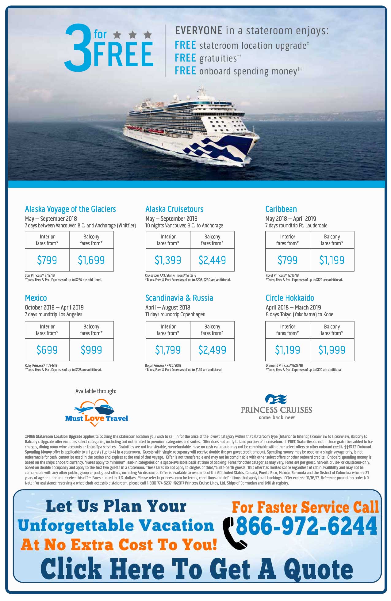 3 For FREE On Princess Cruises - Must Love Travel